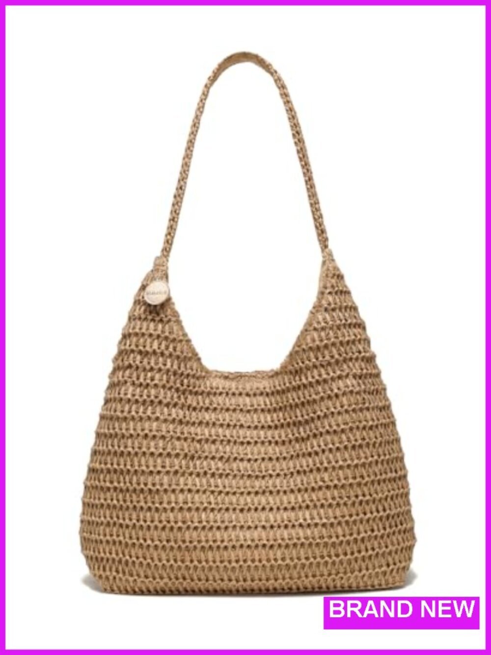 Large Woven Straw Tote Bag for Women, Summer Beach Hobo Shoulder Bag,